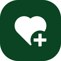 A heart with an add sign next to it.