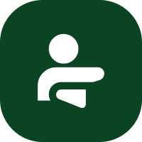 A green square with an image of a person sitting on it.